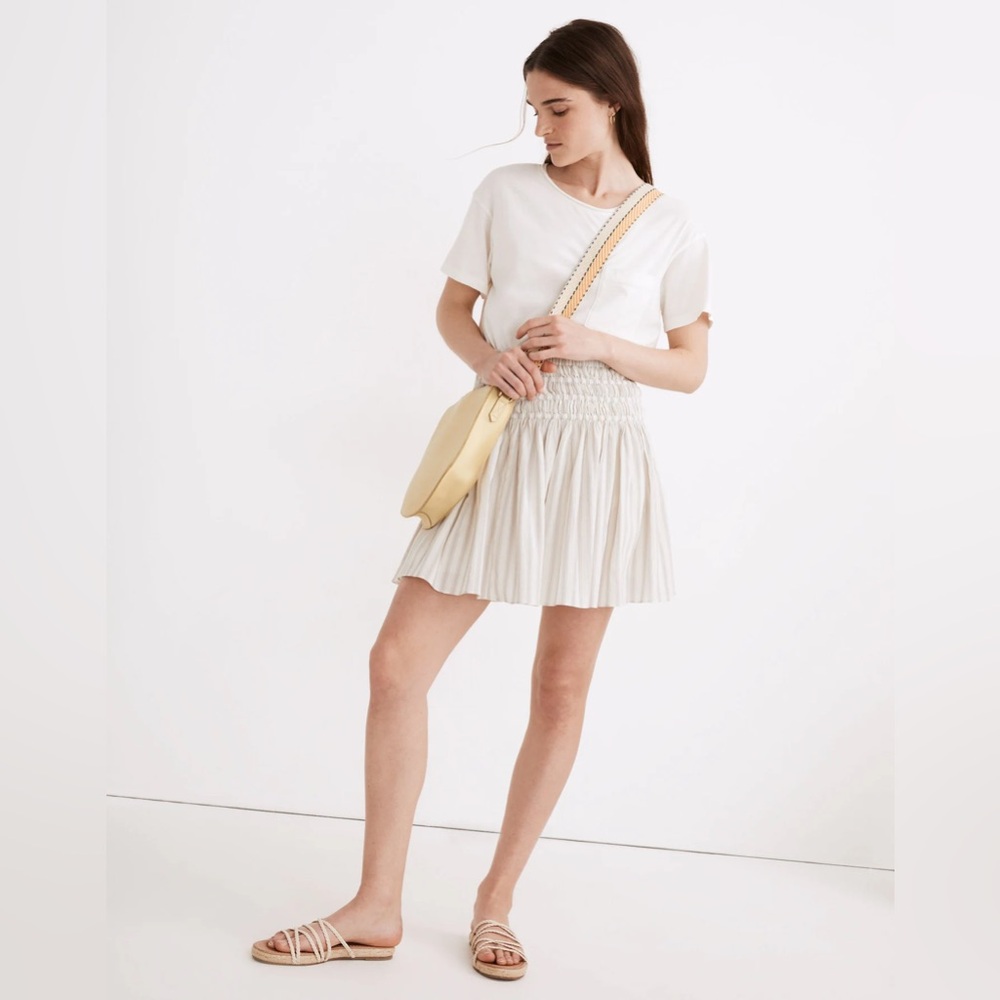 Madewell Smocked Pull-On Mini Skirt in Stripe